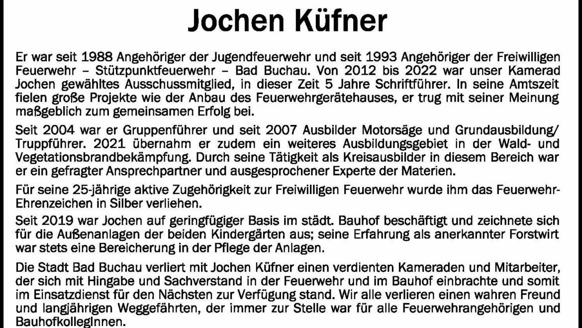 Nachruf Jochen Küfner